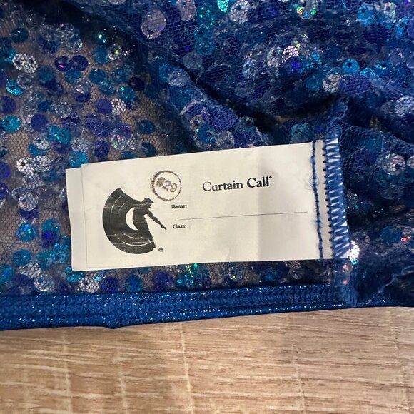 Blue Sequin Racerback Crop Top Dancewear By Curtain Call ADULT SMALL E2068 - Picture 6 of 9